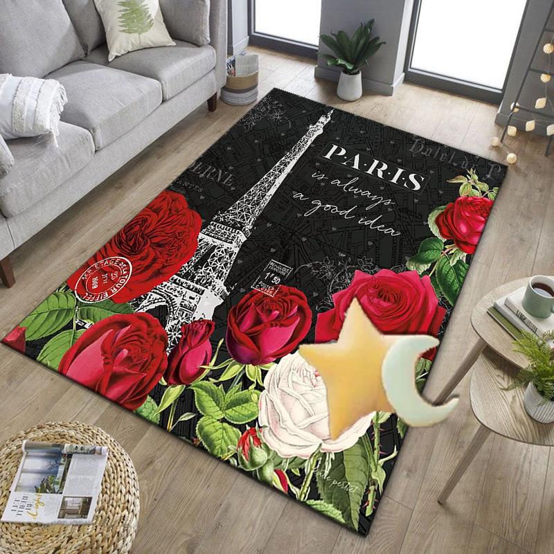 Parisian Eiffel Tower Romance Office Rug Chair Mat, Entryway Carpet, Suitable for Front Door, Bedroom, Living Room, Desk, Holiday Gift