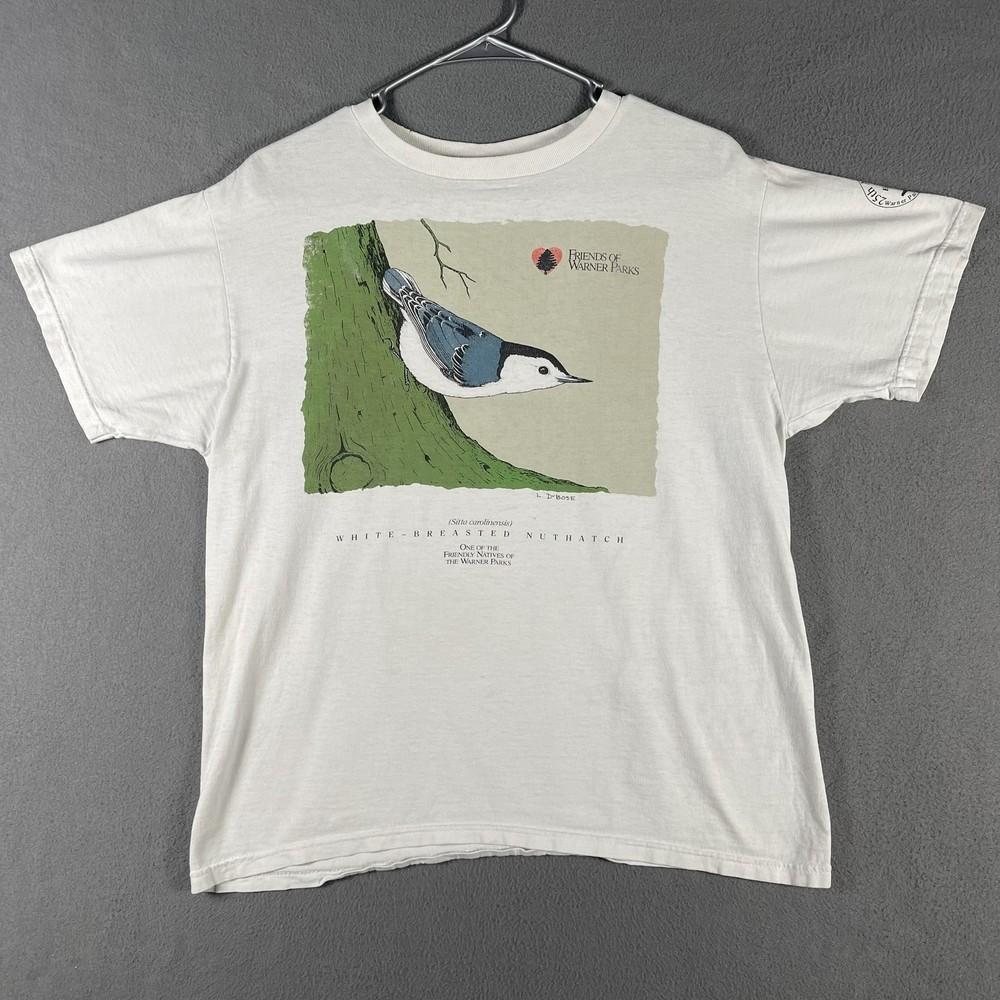 Винтажная футболка с изображением птицы и природы; Стиль 90-х; Мужская футболка Friends Parks, размер Medium, унисекс S