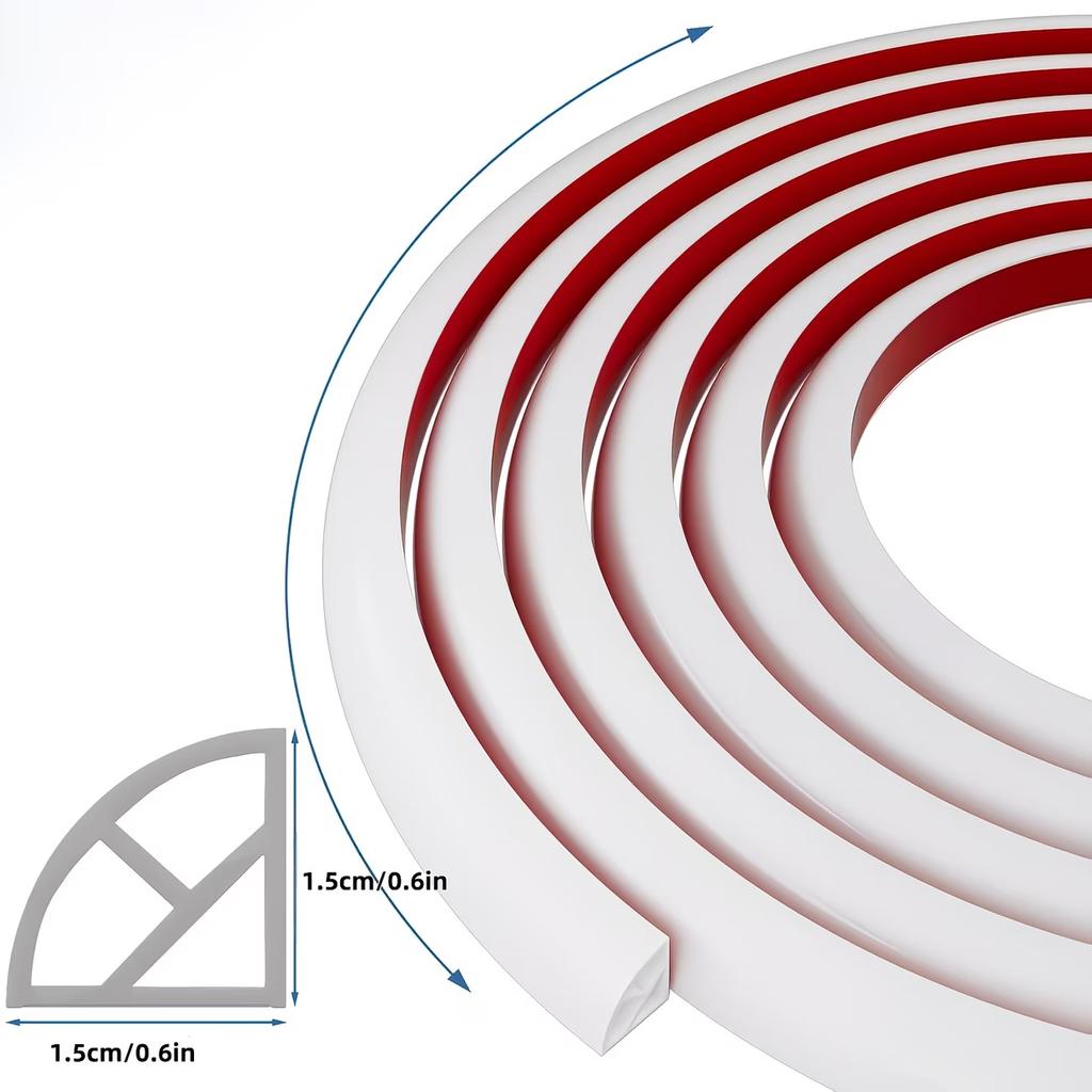 1PC 1/3meters Flexible Quarter Round MoldingCaulk Strip for Wall Edge Floor Corner,Bendable Self-Adhesive Baseboard Trim