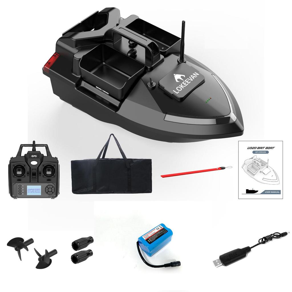 GPS Fishing Bait Boat Lokeevan V020 12000mAh Battery Dual Motor 3 Container 2KG Load 500M Remote Control