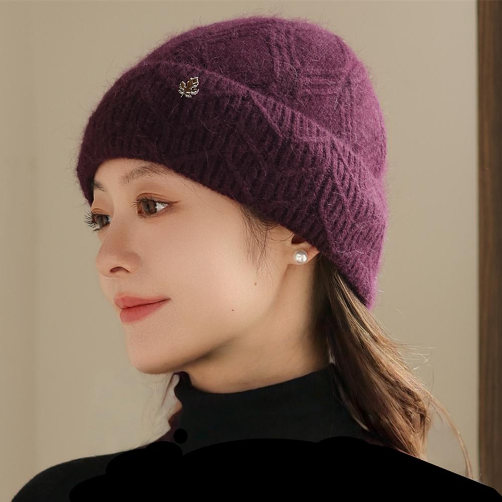 Nowa Damska Zimowa Ciepła Czapka Damska Czapka Beanie Dla Kobiet Prosty Design Dekoracja Casualowa Królicza Dzianinowa Czapka Zimowa Ciepła Czapka