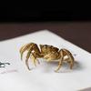 Antique Bronze Pure Brass Detailed Crab Miniature Figurine for Home Decoration