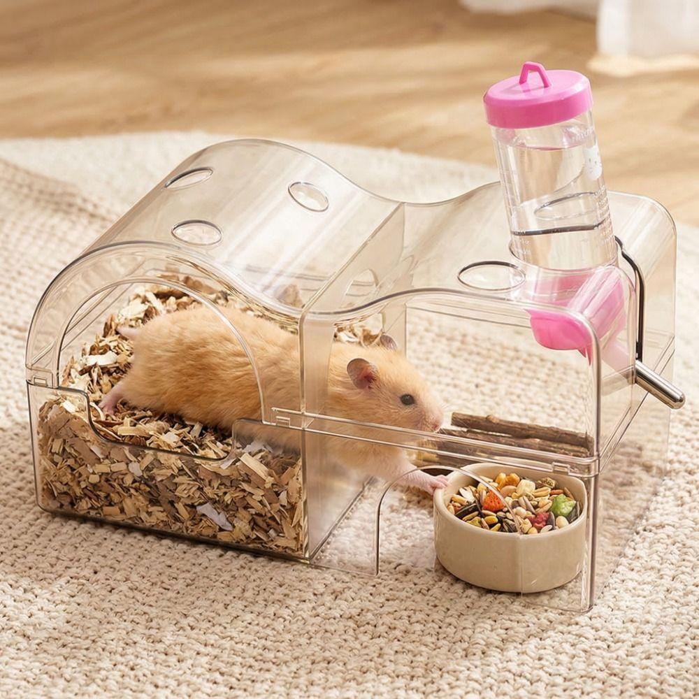 Acrylic Hamster Hideout 3 in 1 Sand Bath Box Tunnel System Small Pet House  Sleeping Den