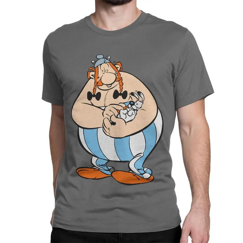 2025 Vintage Obelix and Dogmatix Asterix T-Shirt for Men Women Cotton T Shirt Anime Cartoon Short Sleeve Tees Gift Idea Clothing