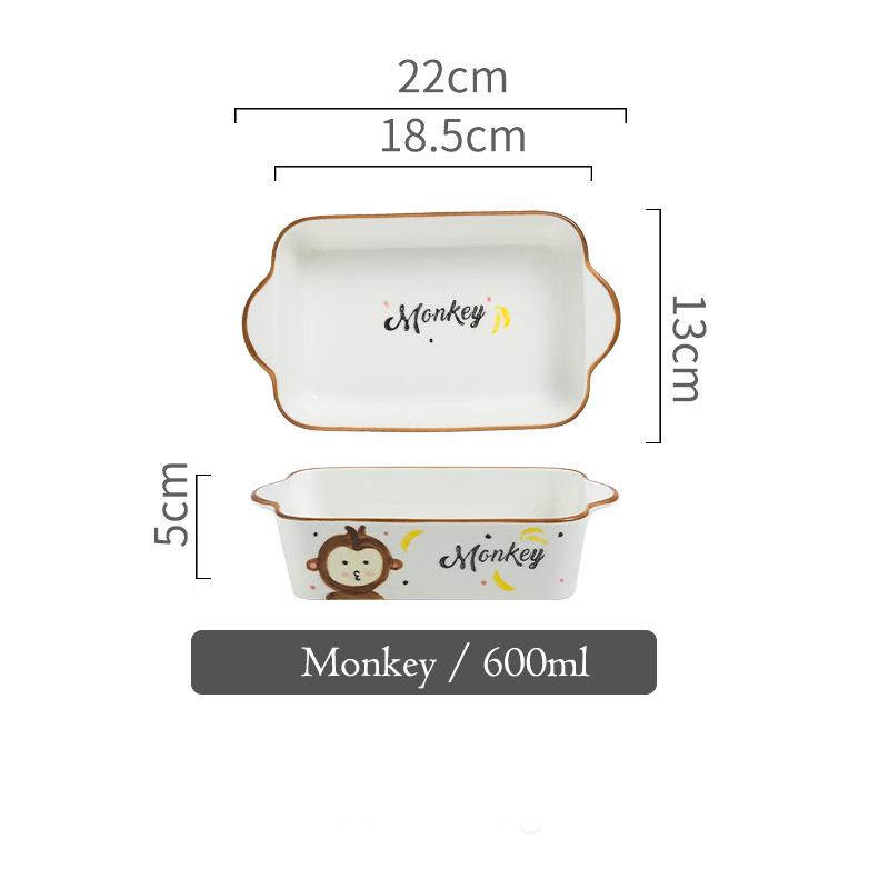 8 inch Cartoon Animal Baking Plate Ceramic Baked Dish Bakeware Tray Pasta Pizza Bowl Serving Plate 600ml