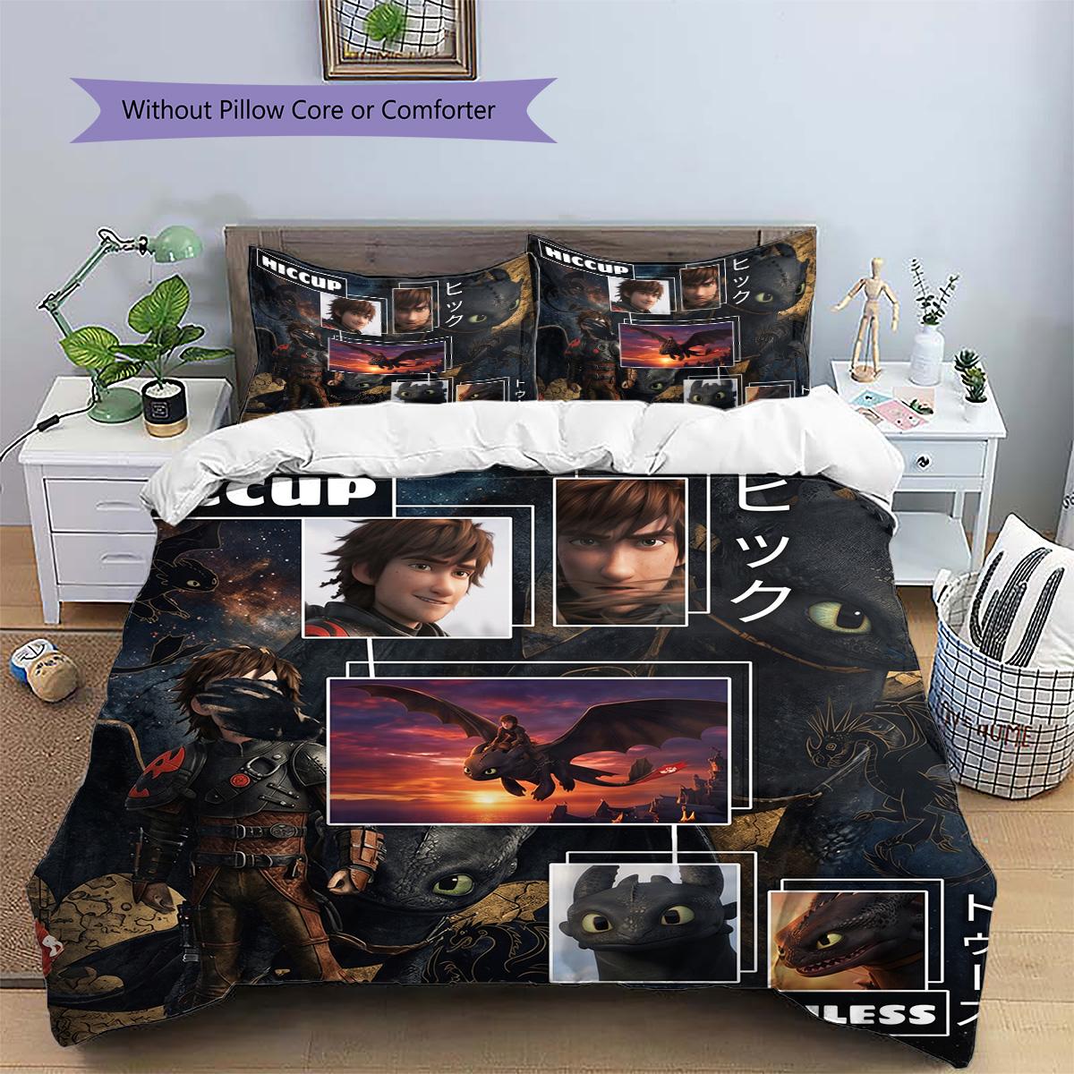 How to Train Your Dragon Pillowcase & Duvet Cover Set | Curated How to Train Your Dragon Bedding | Gift for Fans YUN6511 135x200cm