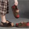 Johnature Retro Mixed Colors Soft Soled Flats Genuine Leather Comfortable Round Toe Women's Slip-on Shoes