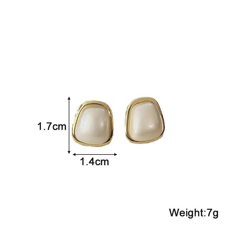 White Beige Enamel Trapezoidal Women's Stud Earrings Gold Color Metal Side Elegant Wedding Ear Jewelry 2026 New In Brincos