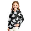Girls School Uniform Long Sleeve Top with Halloween Print