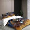 Wolf Couple Bedding Set Blue And Gold Mandala Floral Pattern Duvet Cover Pillowcases Wrinkle-Free For Bedroom Decor
