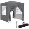 2X2M Pop Up Gazebo With Curtain Walls And Windows Grey