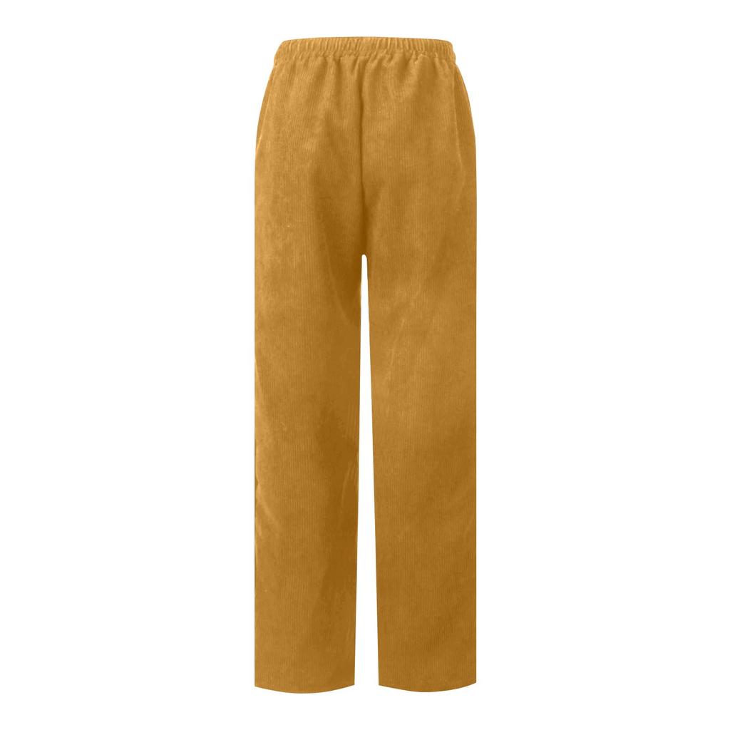 Cordhose für Damen, lässig, Kordelzug, elastisch, hohe Taille, gerades Bein, lockere, bequeme Hose mit Taschen