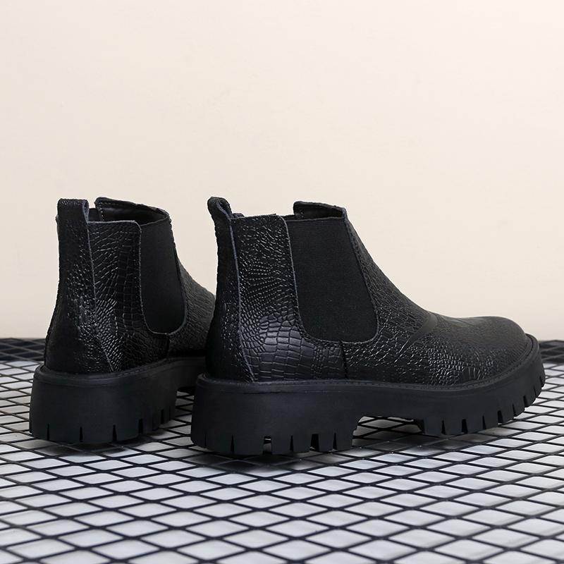 New Thick Bottom Chelsea Boots for Men Fashion Brand Ankle Boots Comfortable Genuine Leather Man Motorcycle Boots High Top Shoes