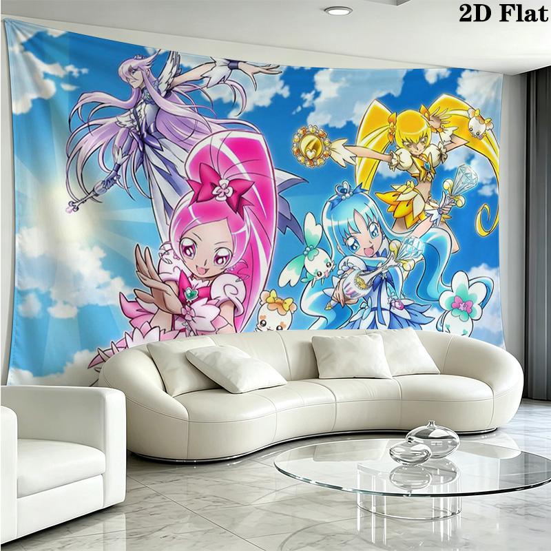 Hidden Key Precure Wall Tapestry Aesthetic Wall Hanging Printed Fabric Blanket Decorative Tapestries for Bedroom Living Room Home Decor