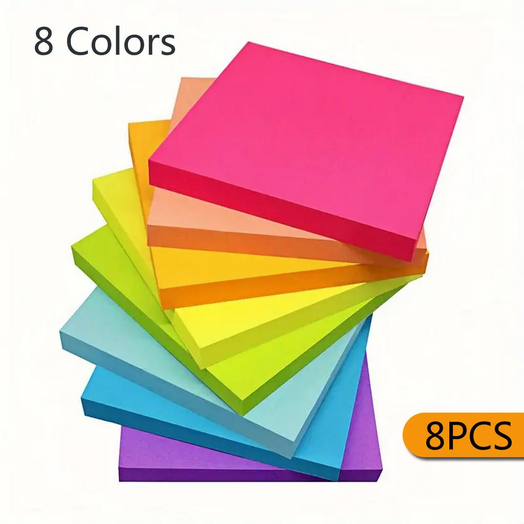 8-Color Self-Adhesive Sticky Notes Set - 50 Pages per Pad Office Index Stickers for Organizing And Notetaking Multiple Colors