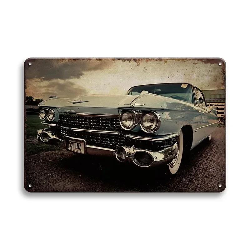 Vintage Fahrzeug Metallblechschild Plakette Retro Blechmalerei Rennwagen Poster Wandkunst Aufkleber Heimbar Garage Dekoratives Plat