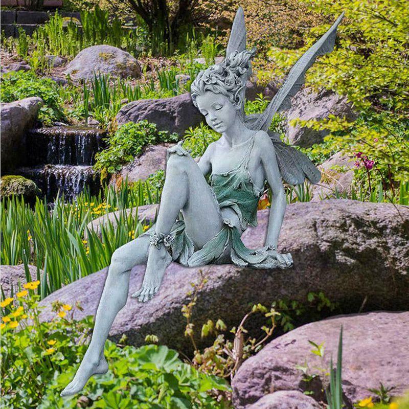And Tudor Turek Sitting Fairy Statue Garden Ornament Resin Craft Landscaping