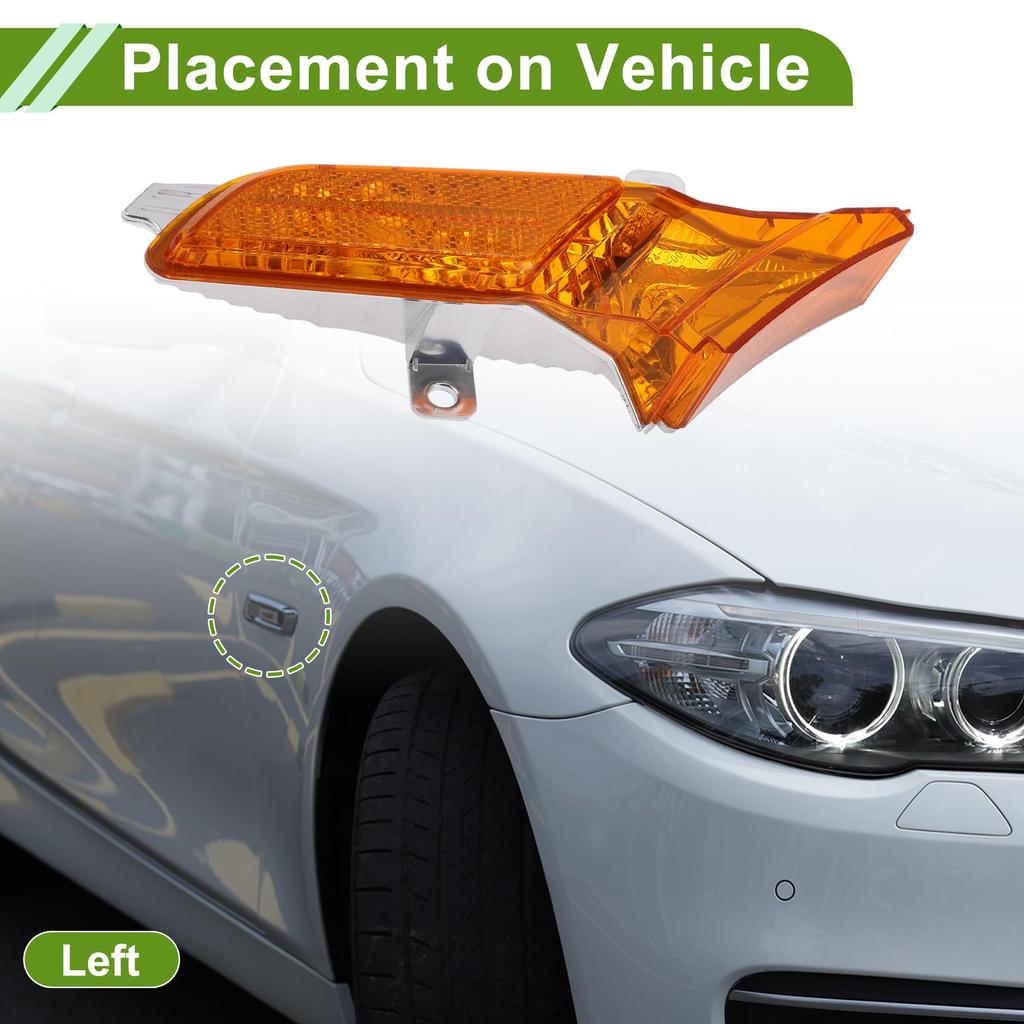 HOPESPANNER Side Marker Light Left Turn Corner Parking Turn Signal 1 for Porsche Cayenne Cover, Yellow, Signal, Light, Lens, Plastic, Piece, No.