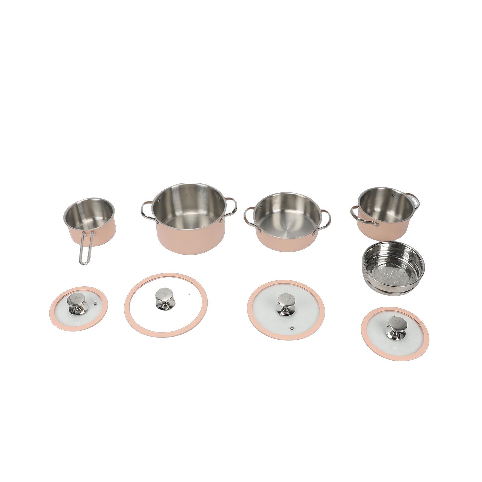 304 Stainless Steel Cookware Set Saucepan Steaming Pot Soup Pot Thickened Bottom Non Stick Ceramic Coating for Induction Cooker Gas Stove