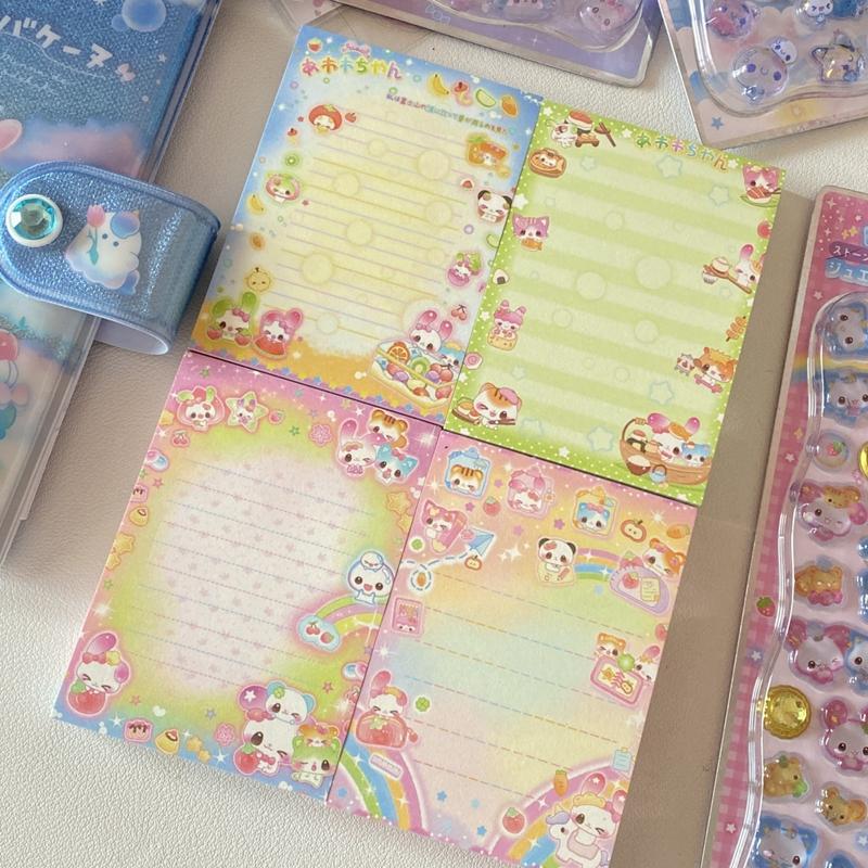 50 Sheets Lovely Rainbow Rabbit Bear Memo Pads To Do List Journal Notepad Kawaii Stationery DIY Material Paper