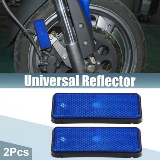 2 Pcs Universal Rectangle Shape Reflectors for Motorcycle Garbage Cans Blue