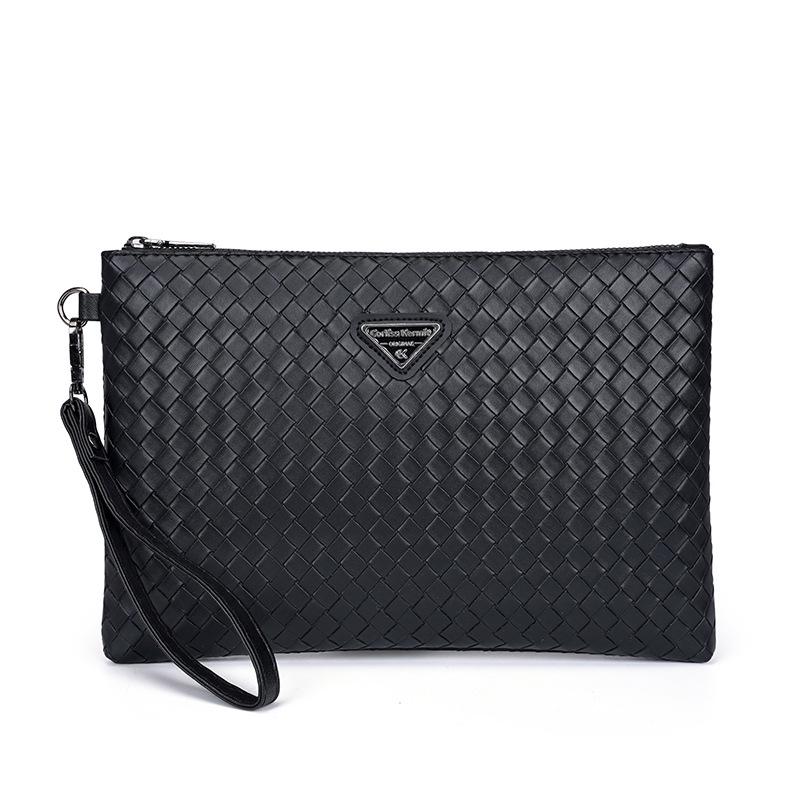 

Men s Large Capacity Knitted Leather Clutch - Trendy Casual Envelope Handbag