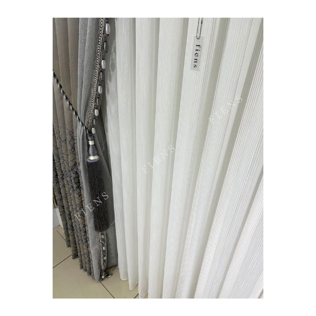 Ta Galaksi's Soft Bamboo 1/3 Tight Pleated Tulle Curtain, Weight Suitable For Every Room, Does Not Require Ironing