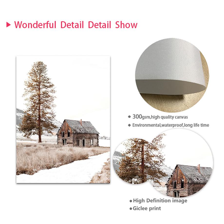 Sheep Deer Squirrel Snow Mountain Bridge Pine Wall Art Canvas Painting Posters And Prints Wall Pictures For Living Room Decor