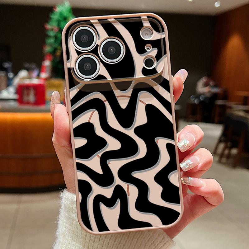 

Black Stripe Pattern Case For iPhone 17 Pro Max Magnetic For Magsafe Hybrid Slim Matte Cover For iPhone 16 15 14 13 Pro Max iPhone 13 Pro Max золотий