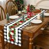 Buffalo Plaid Christmas Tree Table Runner Merry Christmas Decorations For Home 2026 Xmas Table Cover Gifts Happy New Year 2026