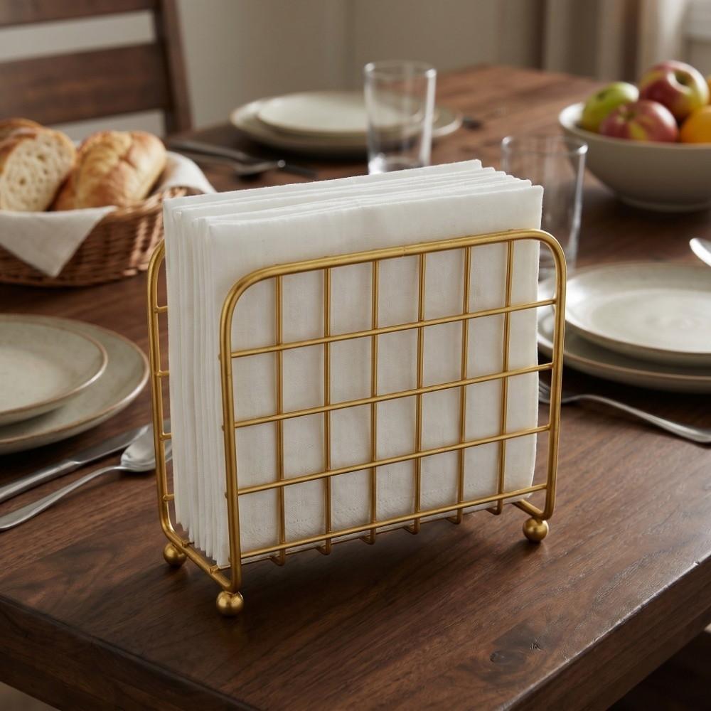 Metal Napkin Holder Modern Napkin Storage Container Picnic Tissue Dispenser  Table Countertop