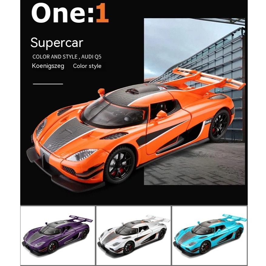 1/24 Scale Koenigsegg One Collectible Ornament with Sound, Light, and Feedback Function , Alloy Sports Car Toy Gift for Boys