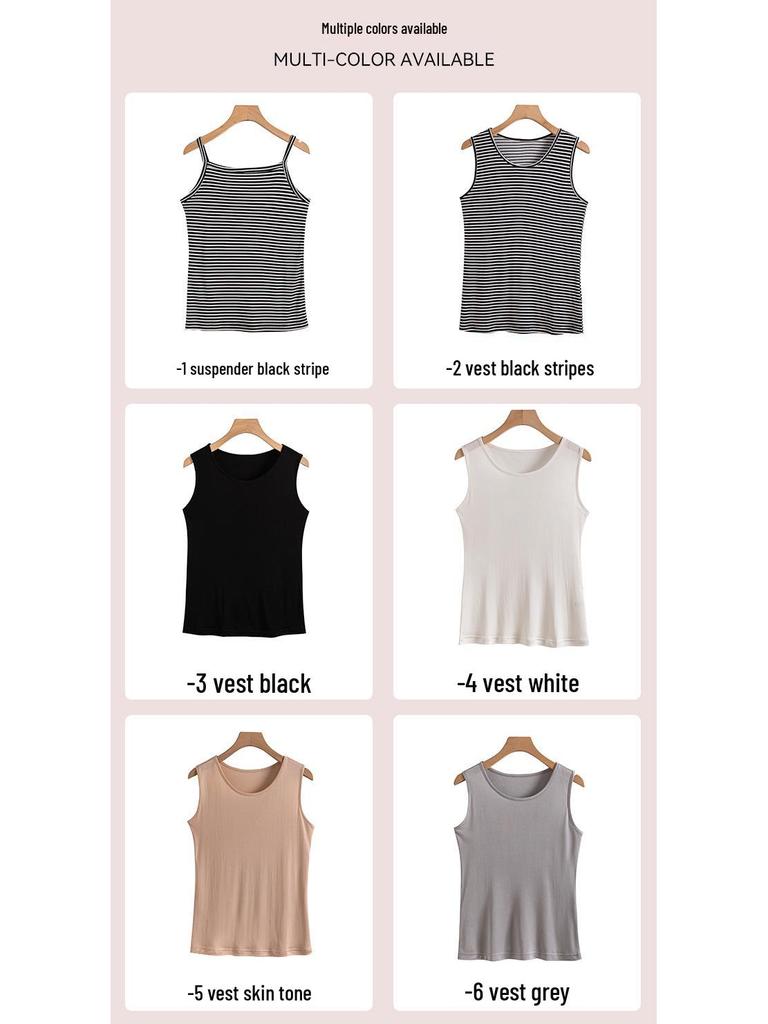 Herbst Reines Gestreiftes Seiden-Camisole: Ärmelloses Damen-Schlankheitstop für Unterwäsche oder Oberbekleidung