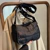 Stylish Women's Wide Strap Casual Shoulder Crossbody Canvas Bag For 2024 In Cream Black Orange And Green