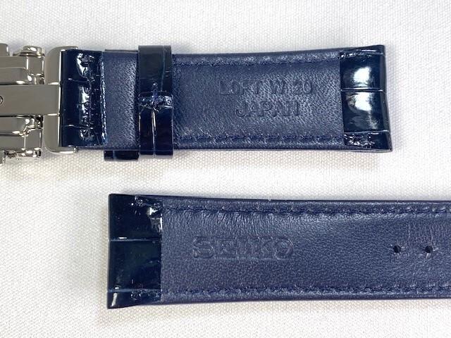 L0FT011J9 SEIKO Brightz 20mm Leather for and Other Via Strap, Crocodile, Navy, SAGA311/ 8B63-0AY0 Models. (Ships Nekoposu)