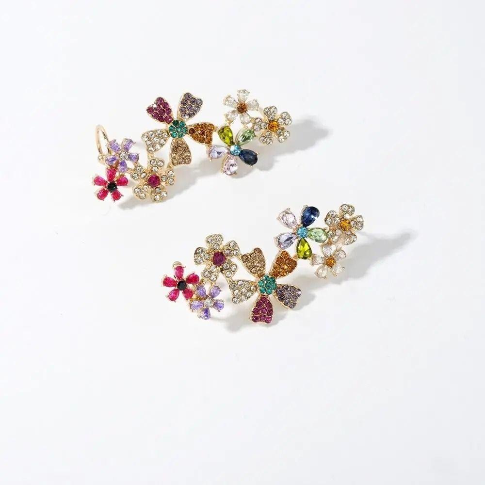 Sweet Style Zircon Earrings Colorful Design Rhinestones Earrings Clip Earrings  Girls Accessories