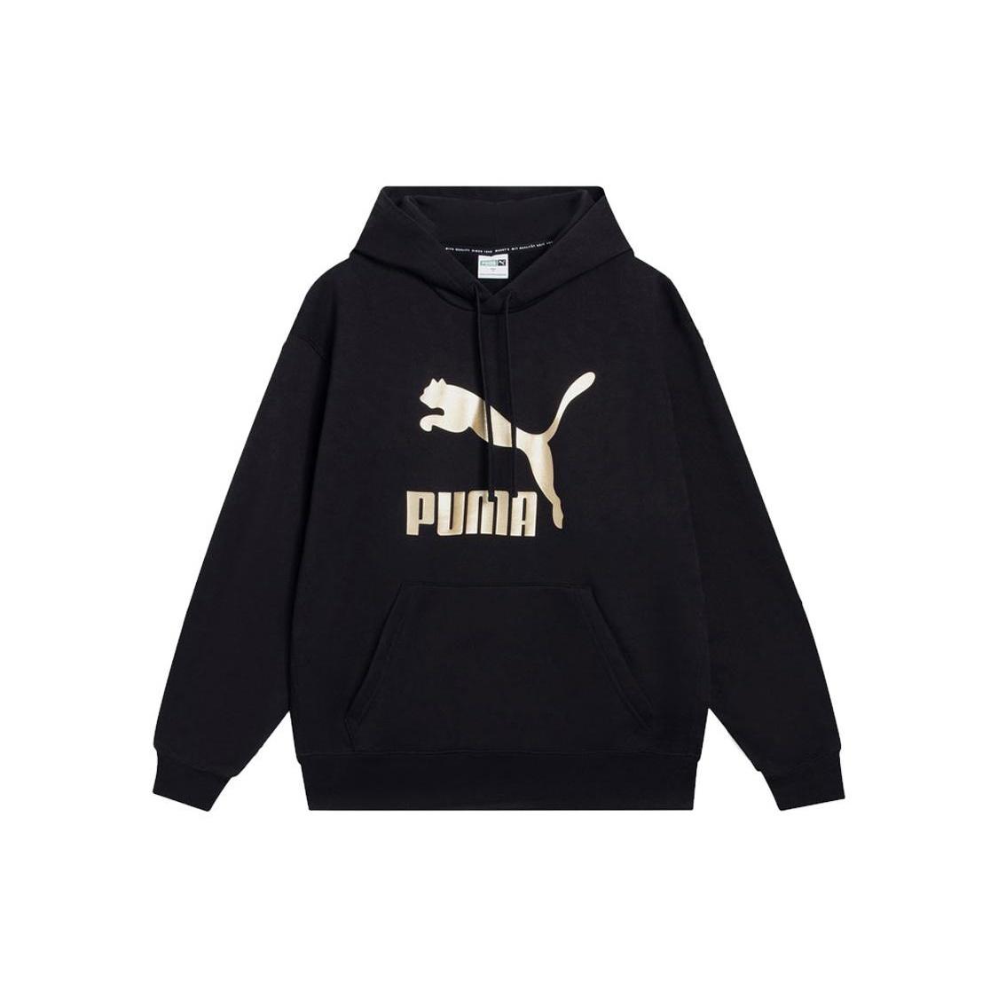 PUMA Classics Metallic Regular Fit Hoodie  Black  Men s 537678-01 M