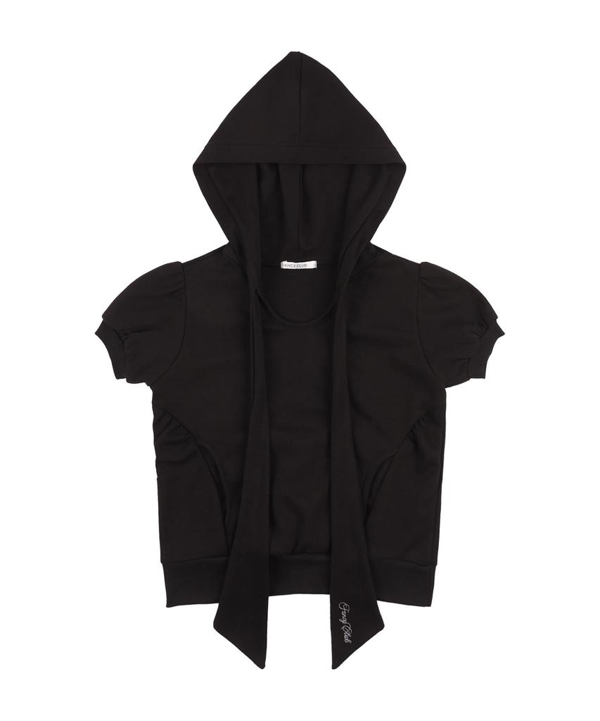 FANCY CLUB Puff Round Scarf Hoodie (Black)_F25Qb081
