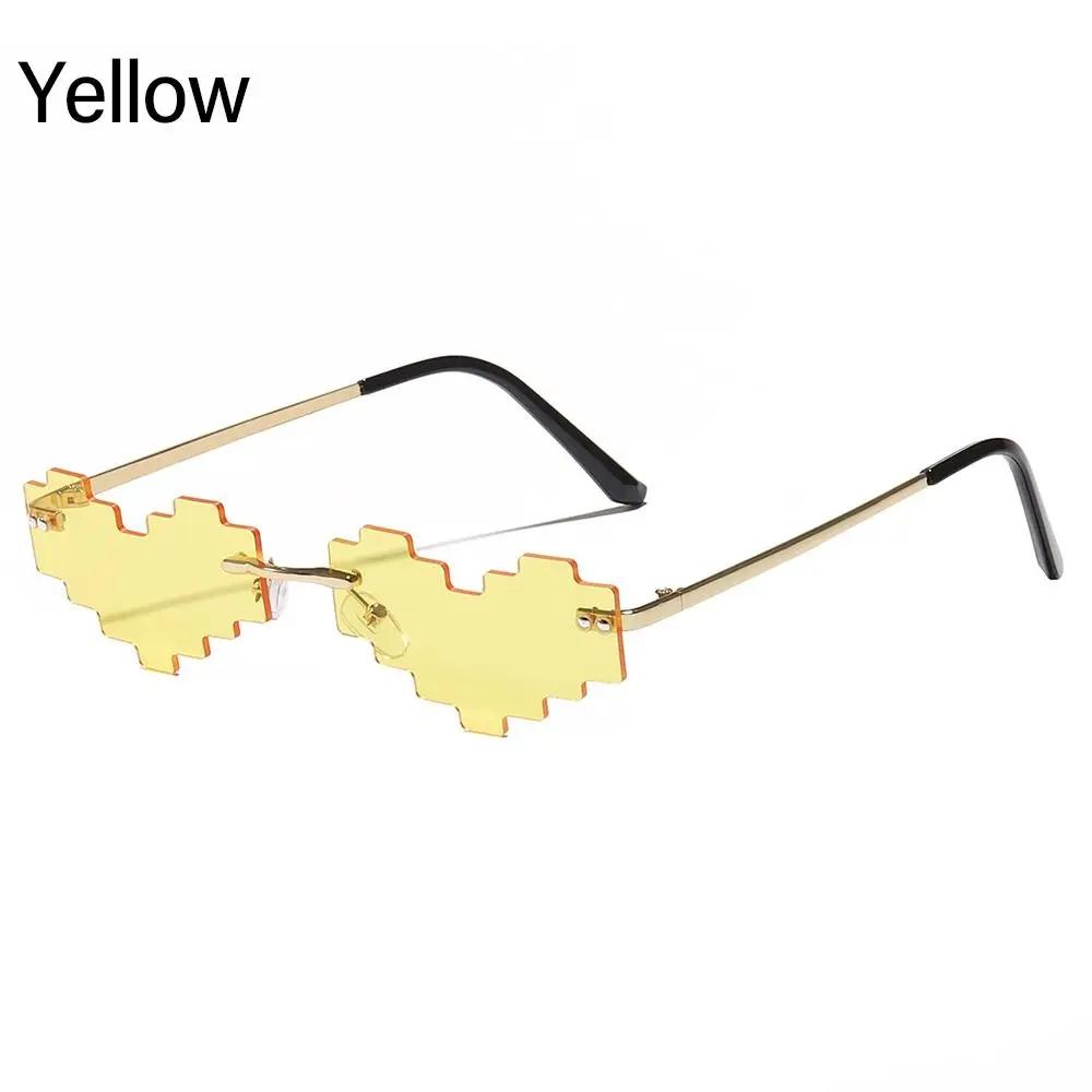 Novel Mosaic Heart Sunglasses Funny Pixelated Mosaic Glasses Retro Gamer Robot Eyeglasses Cosplay Party Glasses for Men Women