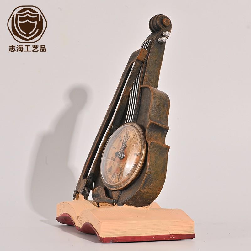 Resin Desk Clock With Book Violin Decor Luxury Home Office Gift Christmas