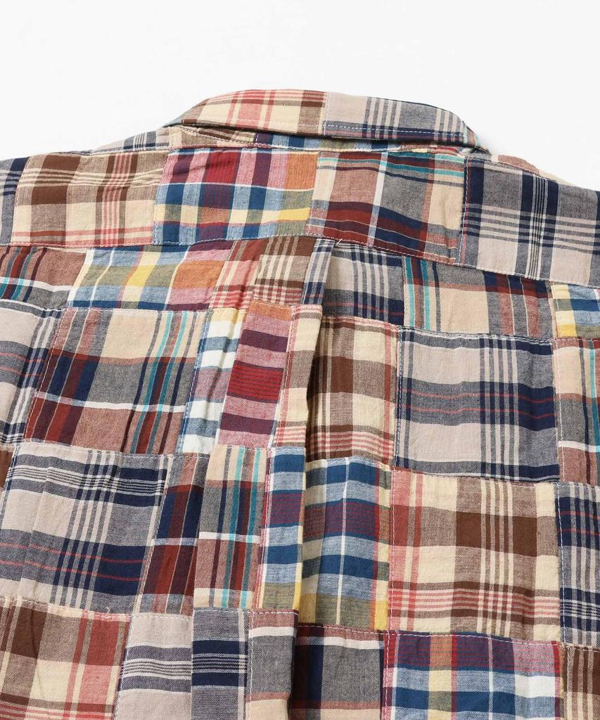 Patchwork Relaxed Short Sleeve Check Beige [CLIFFEMAYER] Shirt, Men's, Large,