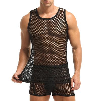 Canottiera da uomo a rete girocollo - Traspirante, ampia, casual, taglie forti, stile europeo e americano.