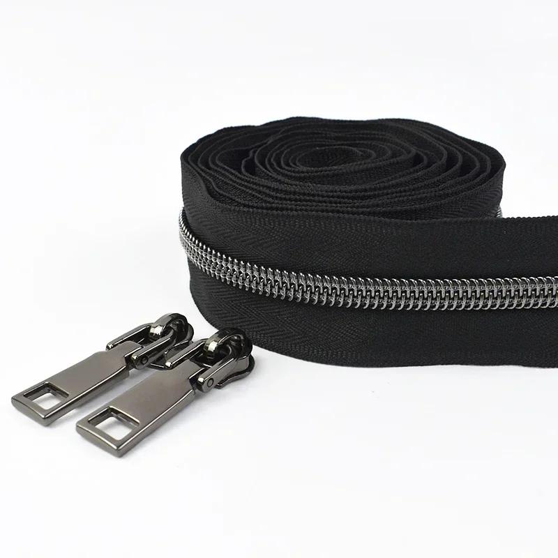 Meetee 2-10M 5# Metal/Nylon/Resin Zippers By Meter + Matching Zip Sliders Bag Clothes Zips Easy Repair Sewing Accessories
