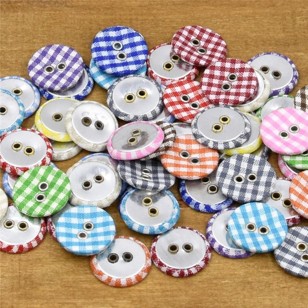 50PCS Multi-Color Round Button Plaid Button Love Scrapbooking for Wedding Decor Sewing Accessories