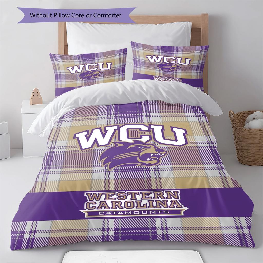 Western Carolina Catamounts Pattern Bedding Set Quilt Cover Pillowcase Home Decor Gift (1 * duvet cover + 2 * pillowcase, without core)