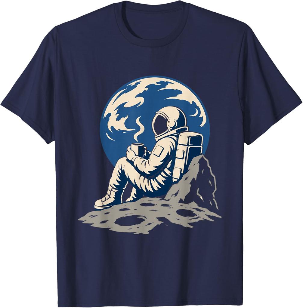 Funny Space Astronaut On The Moon Drinking Coffee Unisex T-Shirt