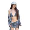 Spicy Bikini Set: Women's 4-Piece Beach & Hot Spring Swimwear with Skirt