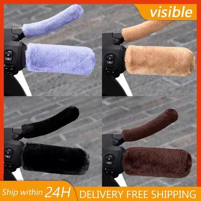 Motorbike Plush Handlebar Covers Winter Warm Imitation Plush Electric Car Motorbike Handlebar Cover Anti-slip Handlebar Sleeve