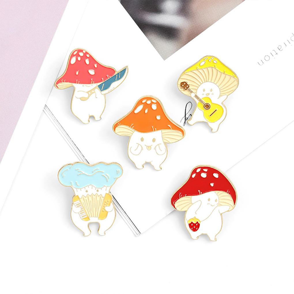 5pcs Brooch Cartoon Mushrooms Mini Badge Patches Self-Assembly Elegant Accessory Clothing Jewelry Ornaments Lovely