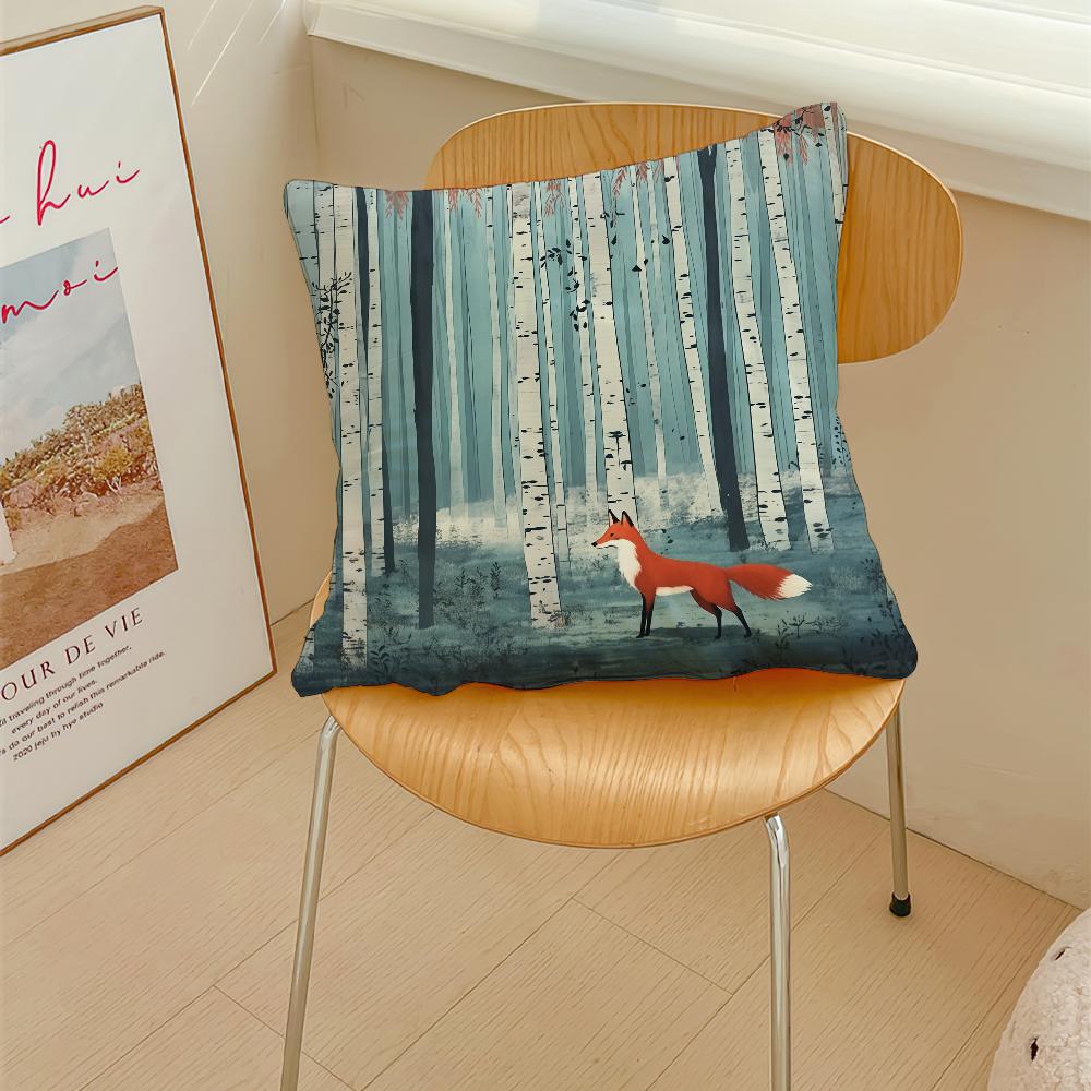 Weißbirke Fuchs Kissenbezug Dekoration Zimmer Zuhause Sofa Wohnen Büro Auto Nordische Schlichtheit